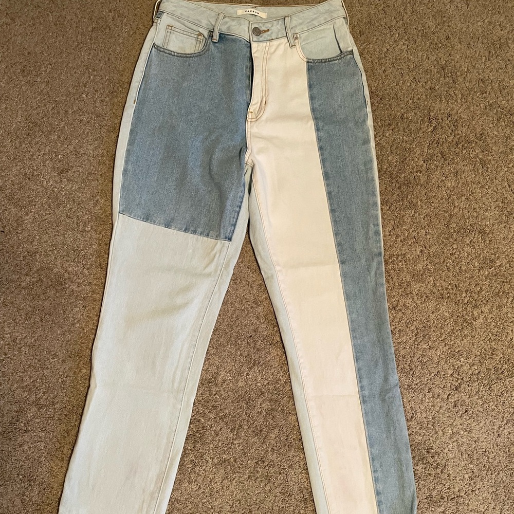 Two-Tone Blue and Cream Women's Jeans